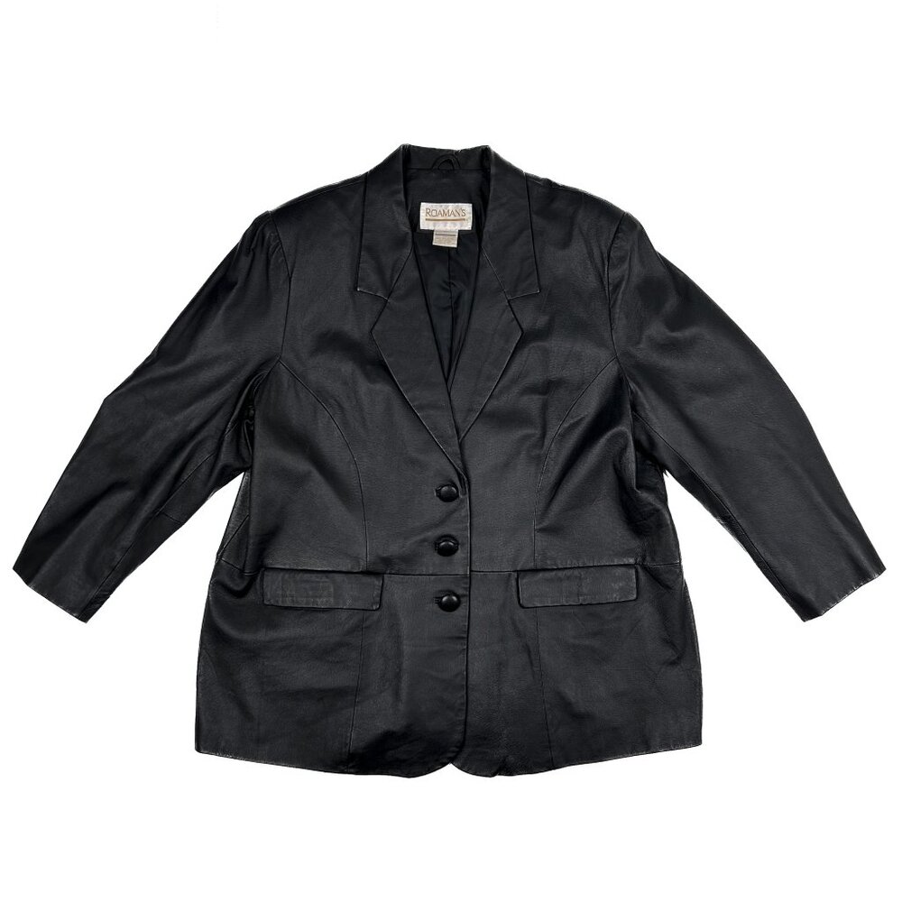 ‘80s Vintage Leather‎ Power Suit Jacket Stretch Slit Skirt Approx Sz 3XL NWOT - Picture 3 of 12